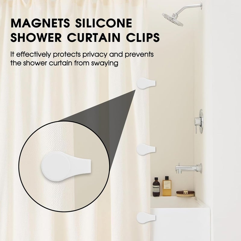 PRATIQUE 3PCS Silicone Magnetic Shower Curtain Clips for Liner, Self Adhesive Bathroom Windproof Splash Proof Multifunctional Fixed Clip Keep Curtain Liner Closed to Wall Shower Curtains Keeper - Image 2